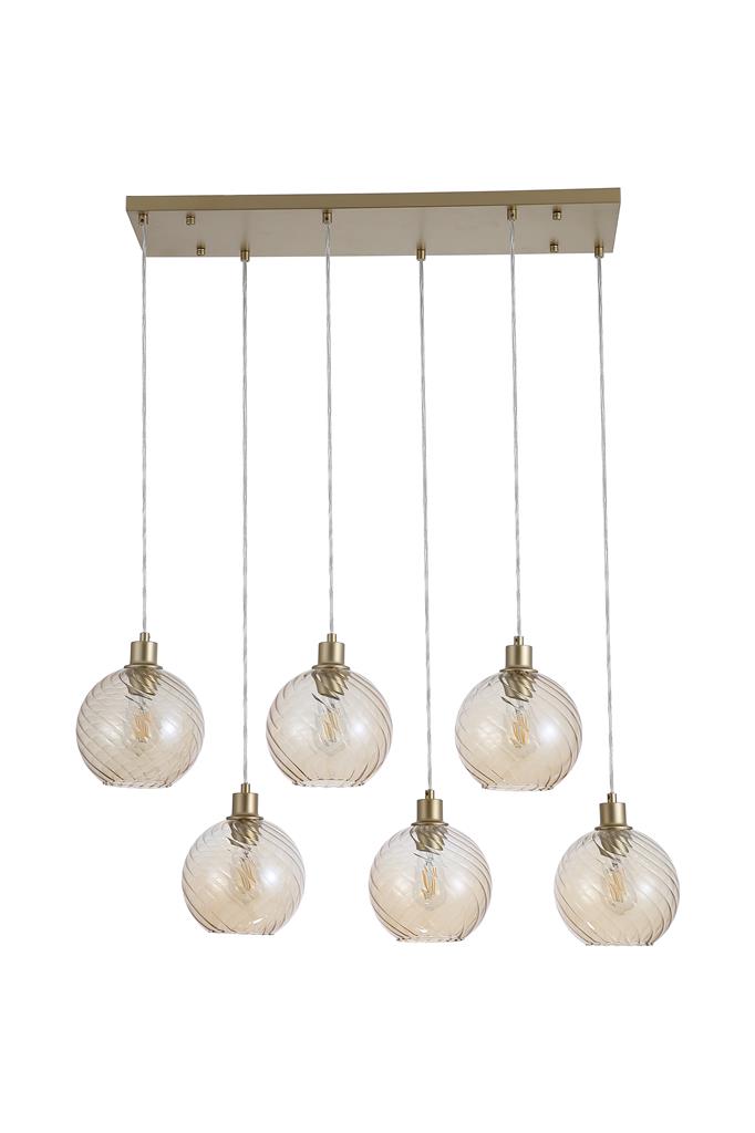 Radiance 95cm Gold hängelampe Von Searchlight - Die Schirme h&auml;ngen an einer goldfarbenen Deckenplatte und sorgen so f&uuml;r eine stilvolle und elegante Optik.