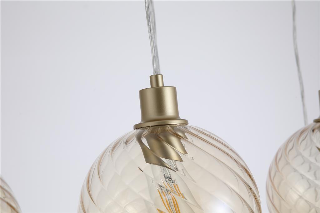 Radiance 95cm Gold hängelampe Von Searchlight - Die Schirme h&auml;ngen an einer goldfarbenen Deckenplatte und sorgen so f&uuml;r eine stilvolle und elegante Optik.