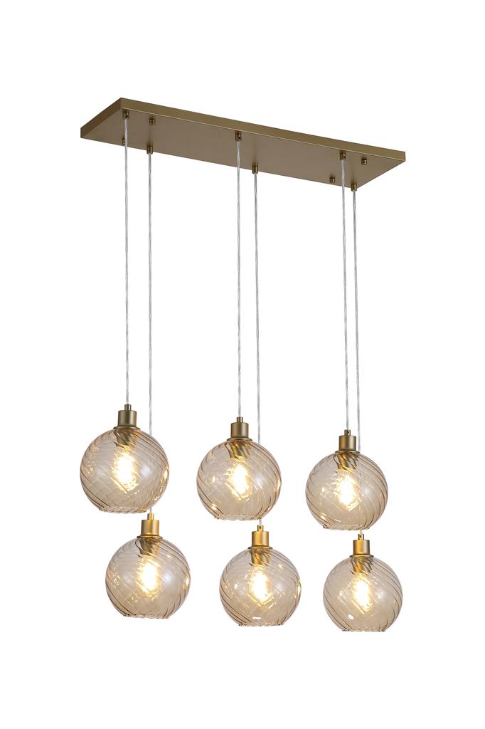 Radiance 95cm Gold hängelampe Von Searchlight - Die Schirme h&auml;ngen an einer goldfarbenen Deckenplatte und sorgen so f&uuml;r eine stilvolle und elegante Optik.