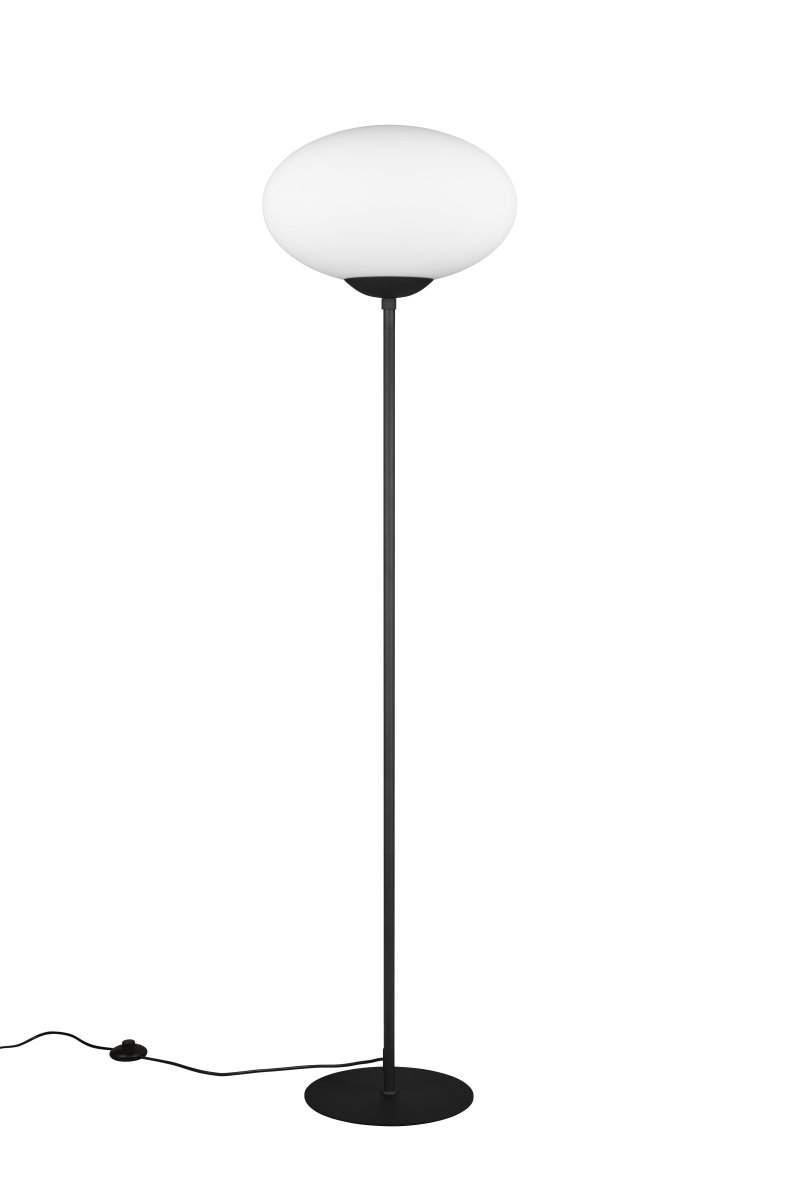 Fomento Schwarz stehlampe Von Trio Lighting - Die Kombination aus mattschwarzem und weißem Glas vermittelt ein Gefühl von Luxus und Eleganz.
