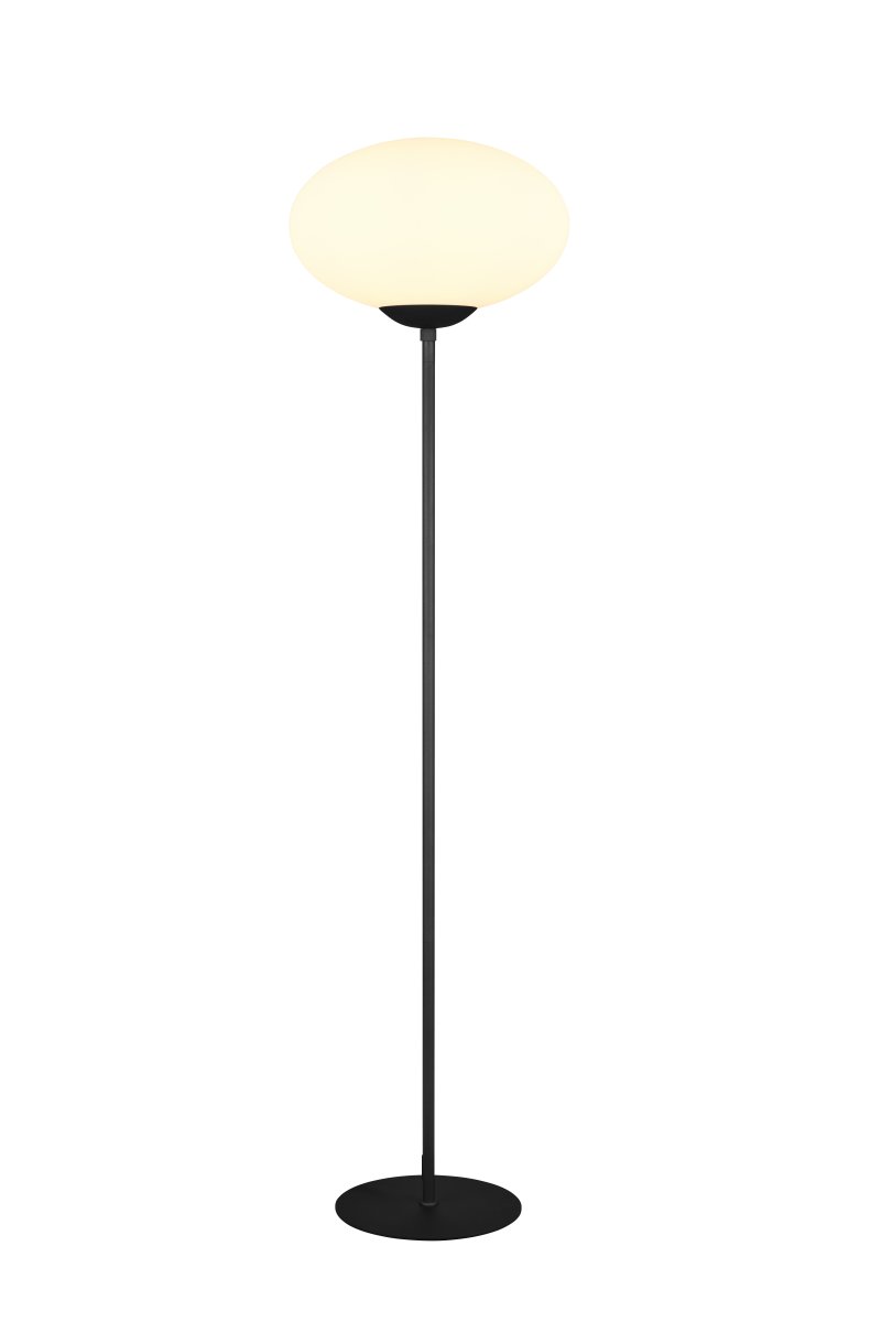Fomento Schwarz stehlampe Von Trio Lighting - Die Kombination aus mattschwarzem und weißem Glas vermittelt ein Gefühl von Luxus und Eleganz.