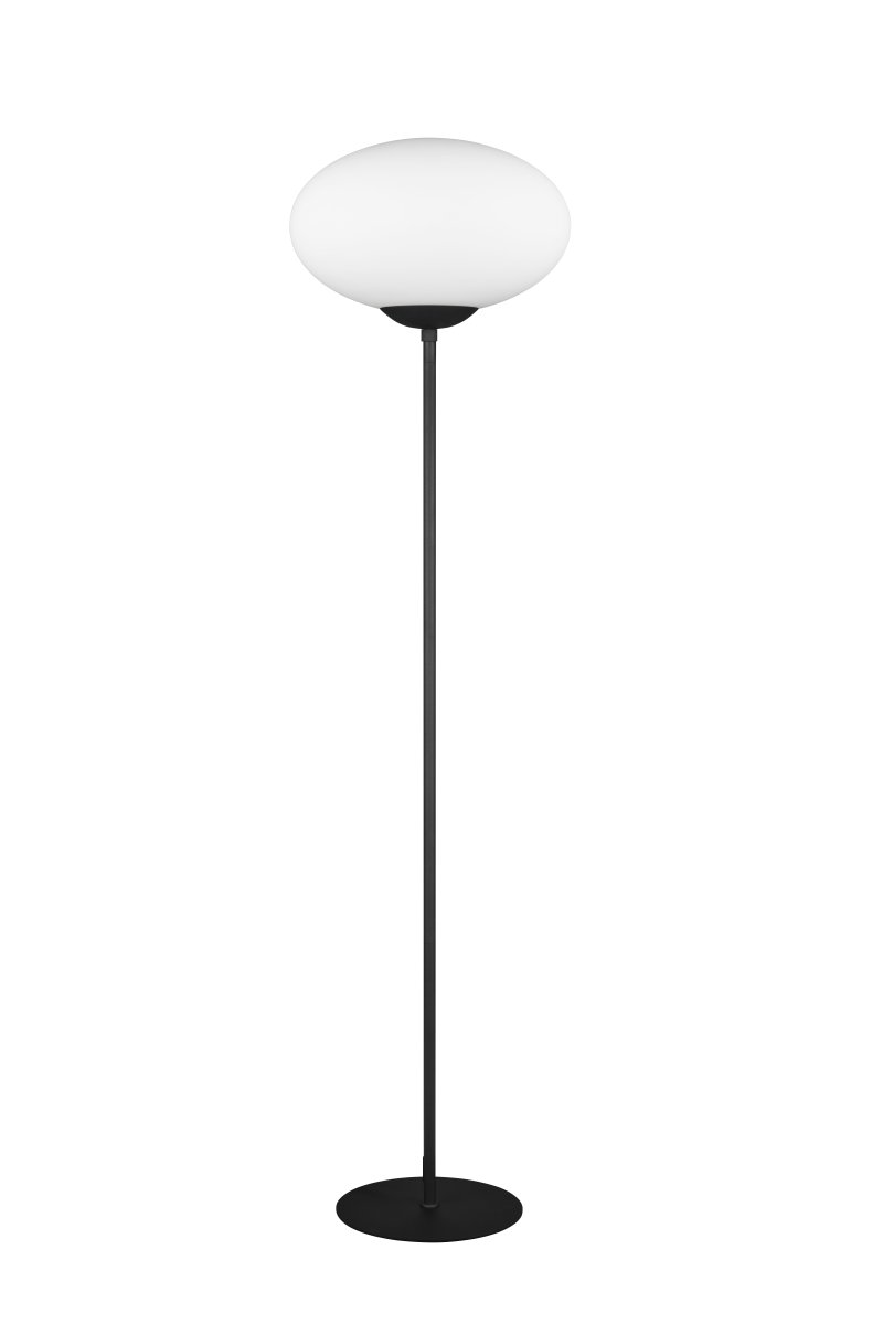 Fomento Schwarz stehlampe Von Trio Lighting - Die Kombination aus mattschwarzem und weißem Glas vermittelt ein Gefühl von Luxus und Eleganz.