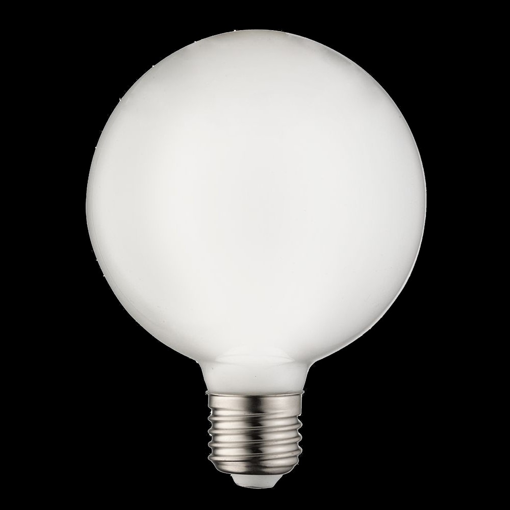 E27 Globuslampe opal 7W 2700K Dimmbar Weiß Von Unison - Die Lampe hat eine Leistung von 7W und eine Farbtemperatur von 2700K, die f&uuml;r ein warmes und angenehmes Licht sorgt.