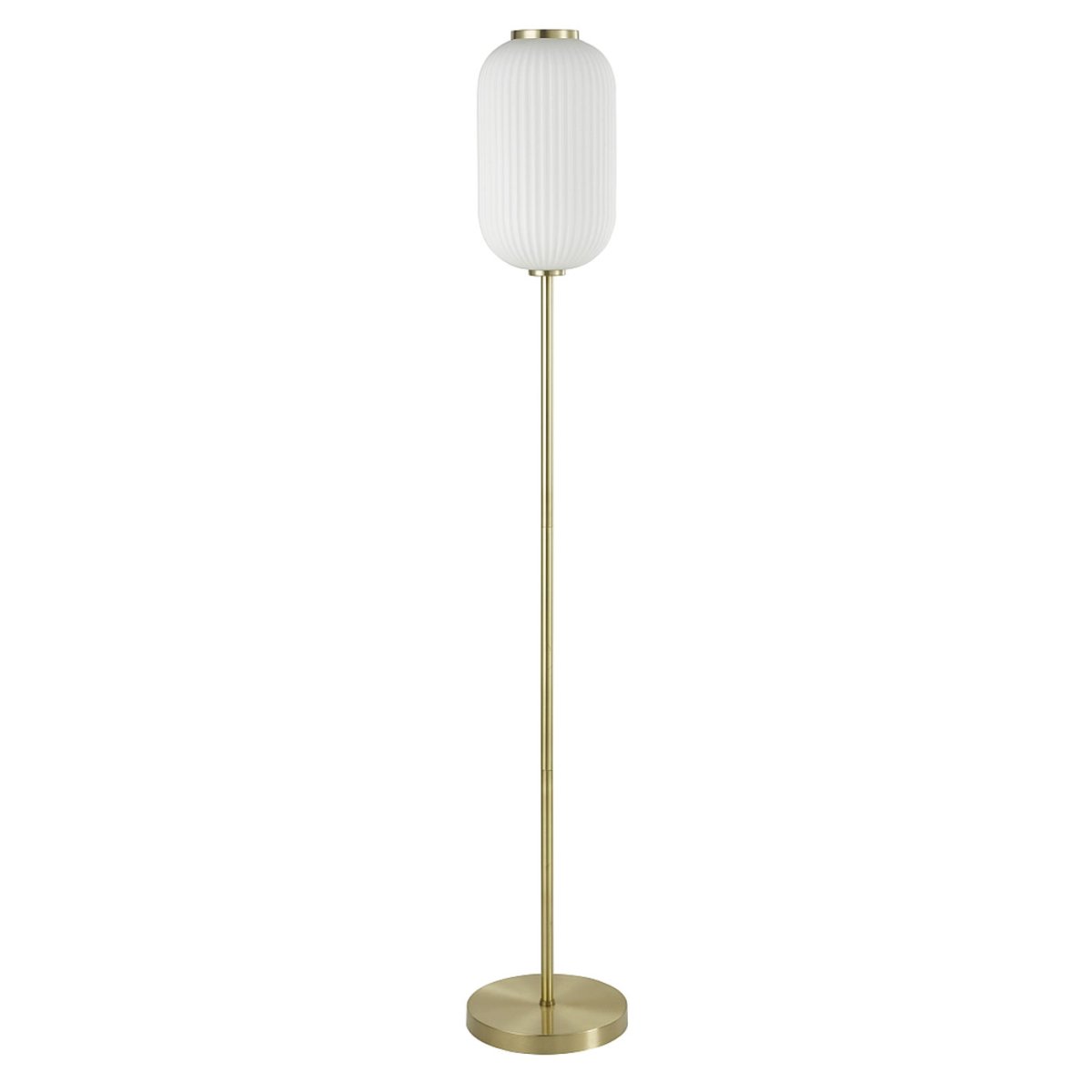 Nicki Gebürstetes Messing stehlampe Von Oriva - Das stilvolle Design der Lampe macht sie zu einem Blickfang in Ihrer Einrichtung und f&uuml;gt sich harmonisch sowohl in klassische als auch in moderne Umgebungen ein.