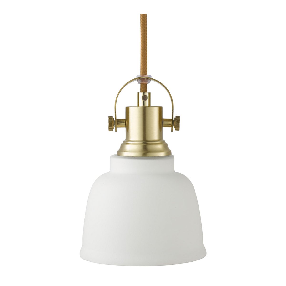 Loke Ø12 Gebürstetes Messing fensterlampe Von Oriva - Das elegante Design und die warme Messingoberfläche der Lampe vermitteln ein luxuriöses Gefühl, während das Milchglas ein weiches und angenehmes Licht verbreitet.