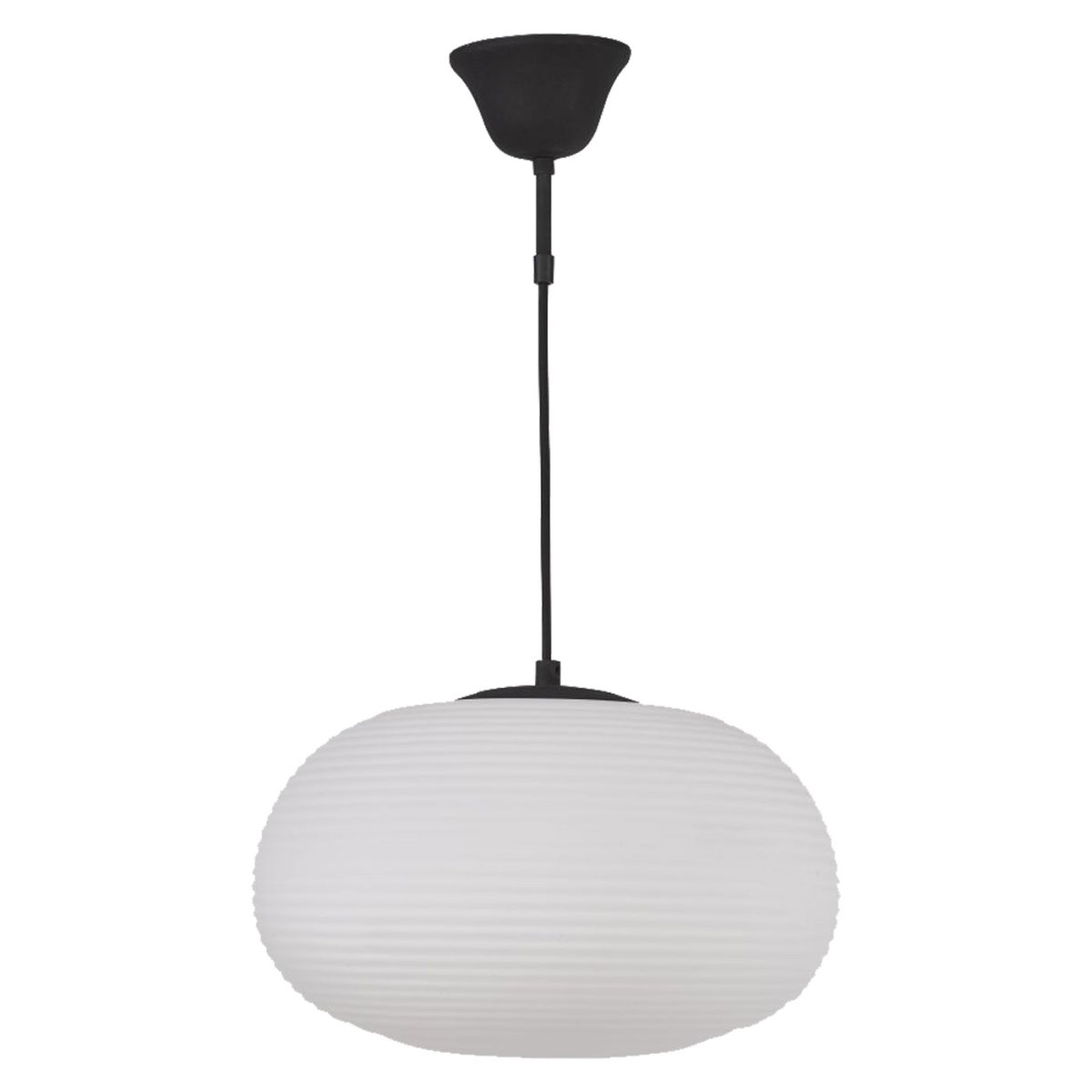 Zoombild von Nova Ø34 Schwarz hängelampe Von Oriva - Diese elegante Deckenleuchte mit geriffeltem Glas verleiht Ihrem Zuhause ein modernes und stilvolles Flair.