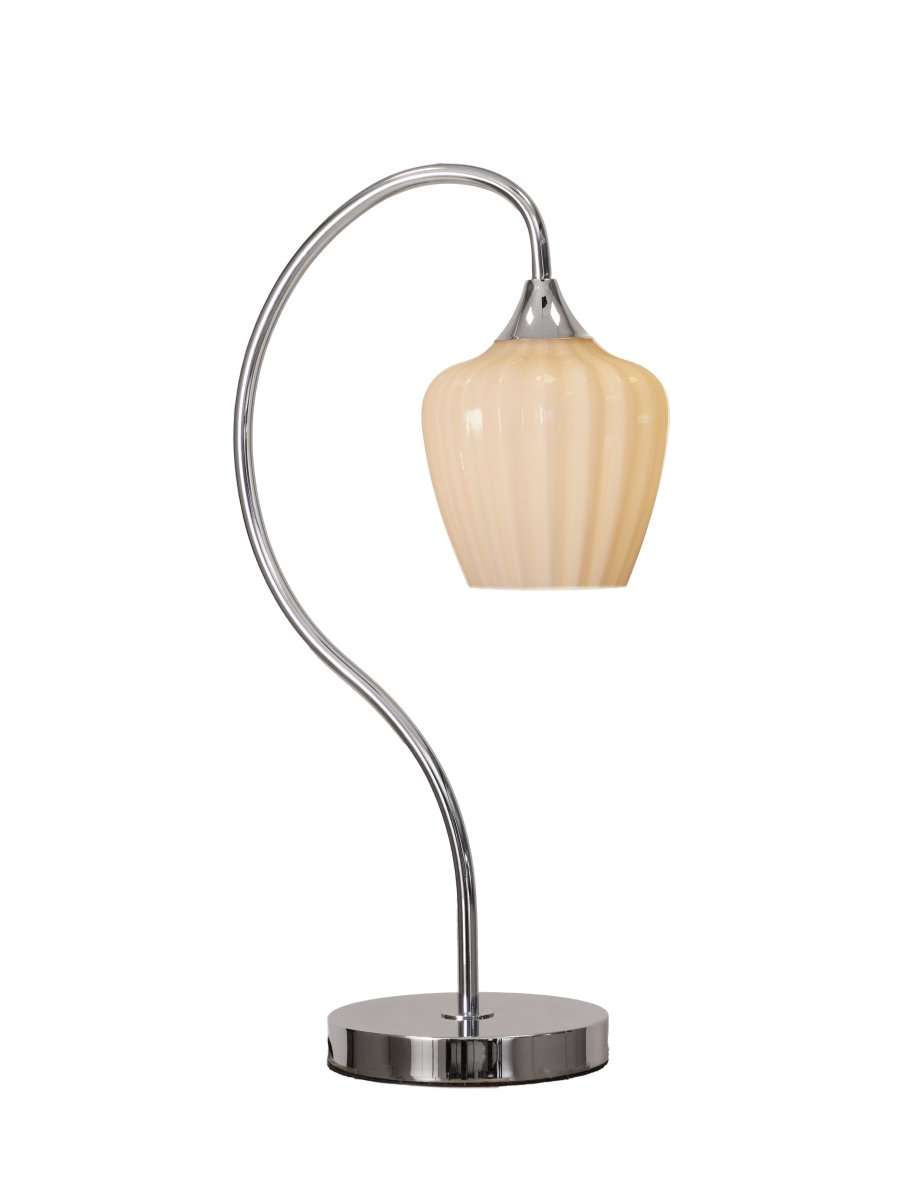 Amalfi 50cm Aprikose tischlampe Von PR Home - Sie wird mit einem 1,8 m langen, schwarzen Textilkabel, einem Netzschalter und einem Netzstecker geliefert.