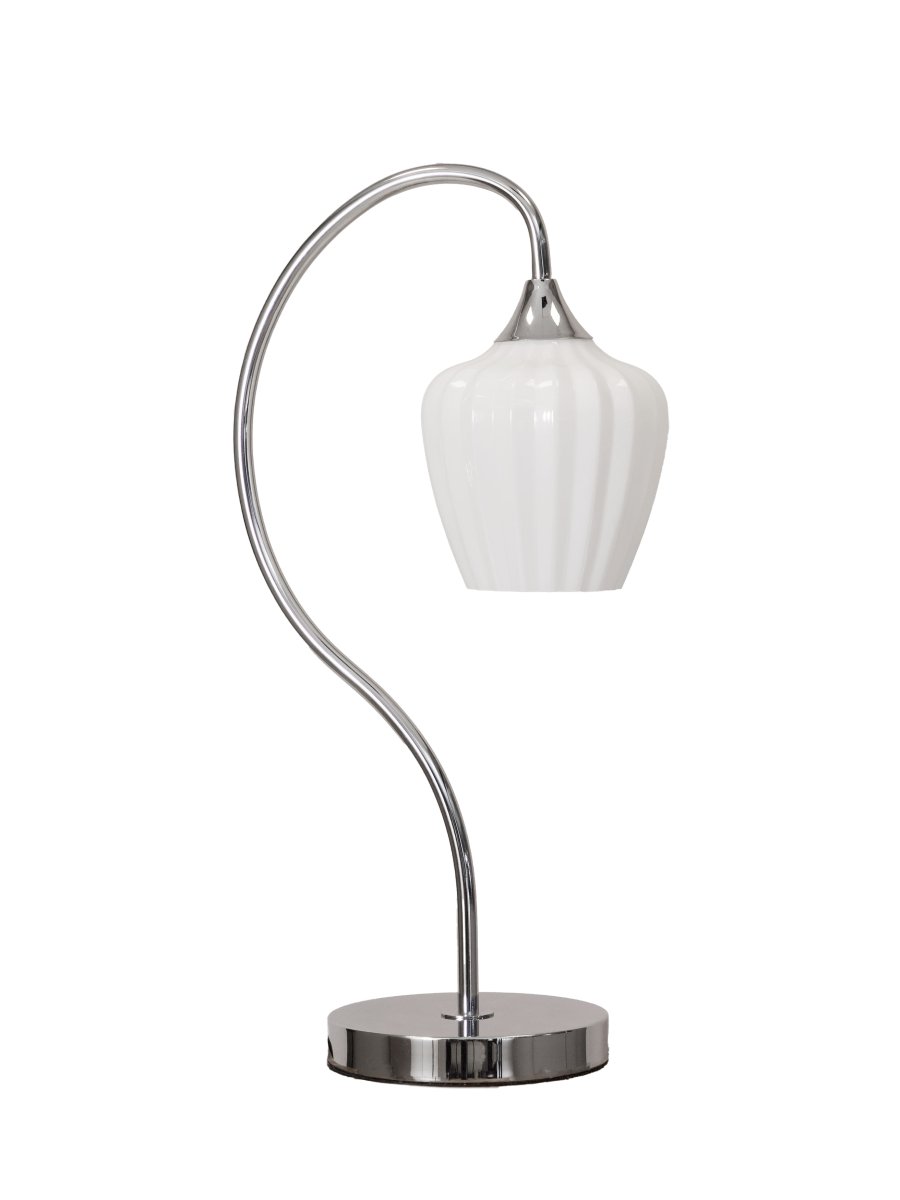 Amalfi 50cm Weiß tischlampe Von PR Home - Im Lieferumfang enthalten sind ein 1,8 m langes schwarzes Textilkabel, ein Netzschalter und ein Netzstecker.