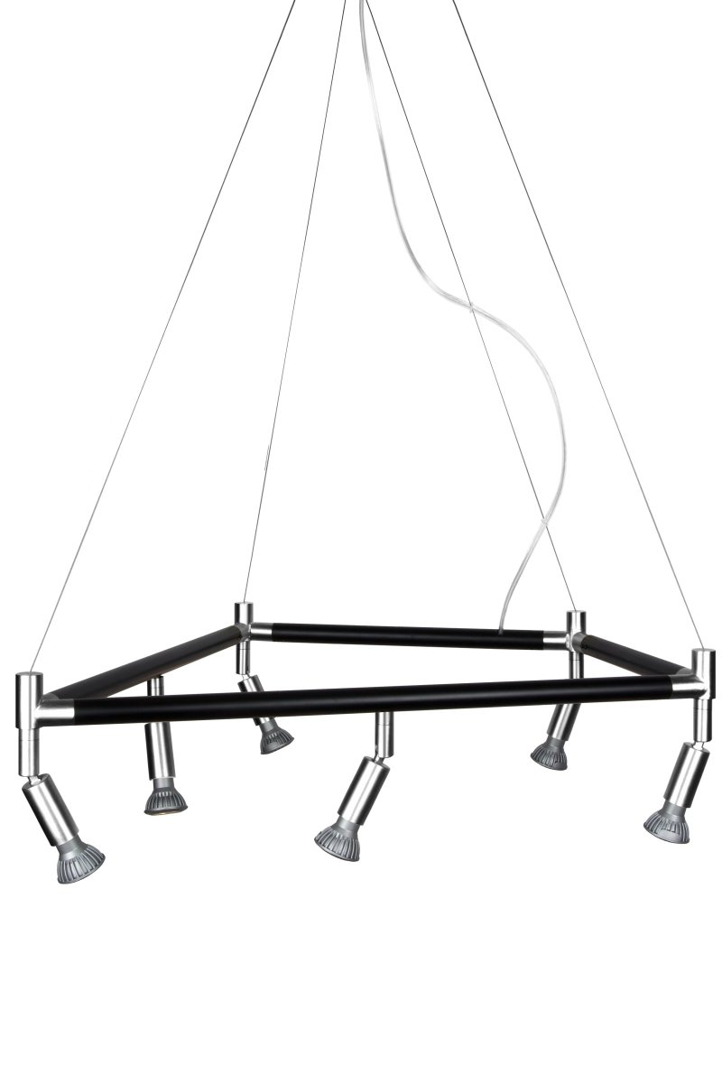 Mr Hyde 70cm Chrom hängelampe Von Globen Lighting - Spektakul&auml;re Pendelleuchte Mr Hyde XL aus mattschwarz lackiertem Metall mit kontrastierenden Chromteilen.