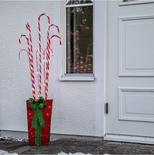 Candycane Box ROT Von Star Trading - Zehn der Lichtpunkte blinken und sorgen so f&uuml;r einen garantierten Blickfang und ein angenehmes Lichtspiel.
