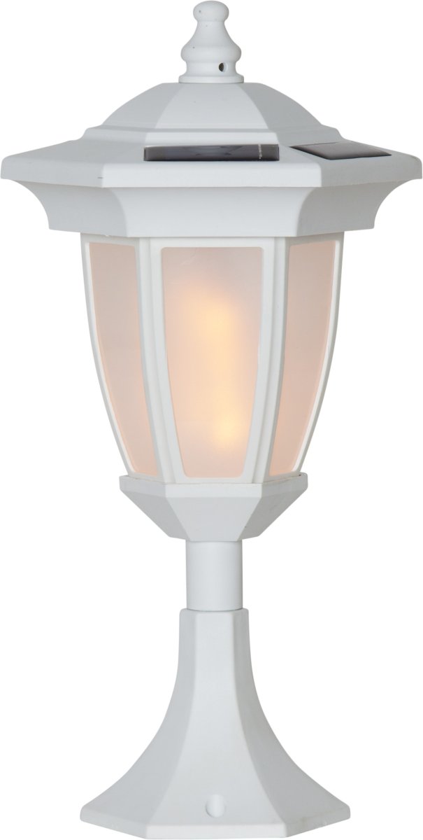 Flame Weiß solarleuchte Von Star Trading - 35cm, als Bodendekoration oder Wegeleuchte mit 1 Mittelteil Höhe 49cm mit 2 Mittelteilen Höhe 63cm.