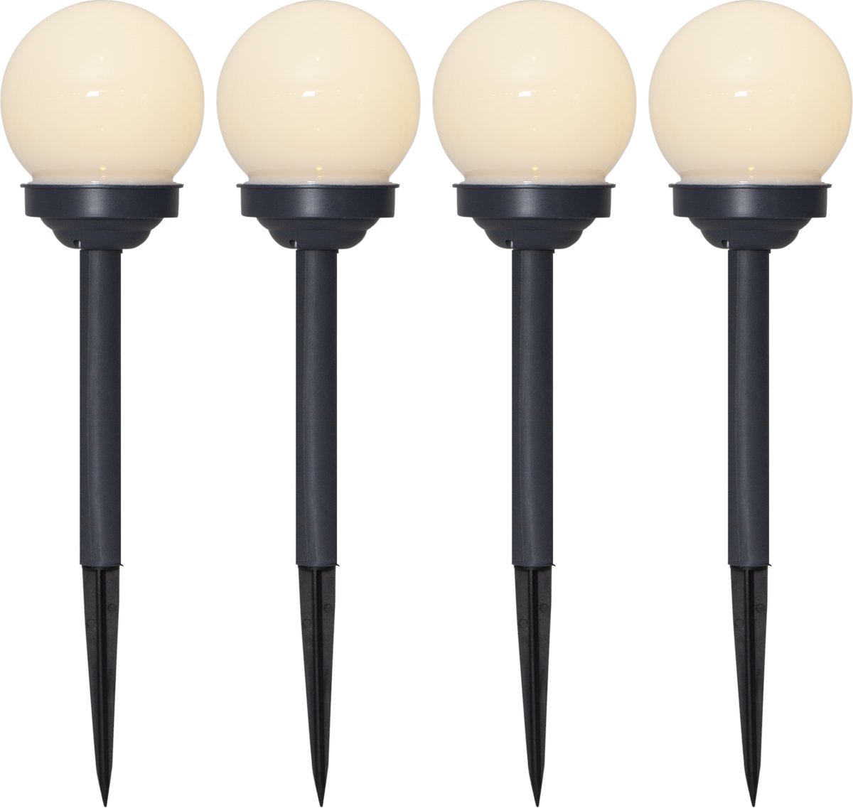 Globus 4er-Pack Weiß solarleuchte Von Star Trading - Mit einer Höhe von 27 cm eignen sie sich perfekt für die Platzierung entlang von Wegen, in Blumenbeeten oder auf Terrassen.