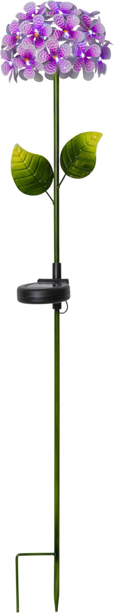 Hortensia Rosa solarleuchte Von Star Trading - Die kleinen, tautropfenf&ouml;rmigen Lichtpunkte tauchen die Bl&uuml;te in ein k&uuml;hles, wei&szlig;es Licht und erzeugen abends eine stimmungsvolle Atmosph&auml;re.