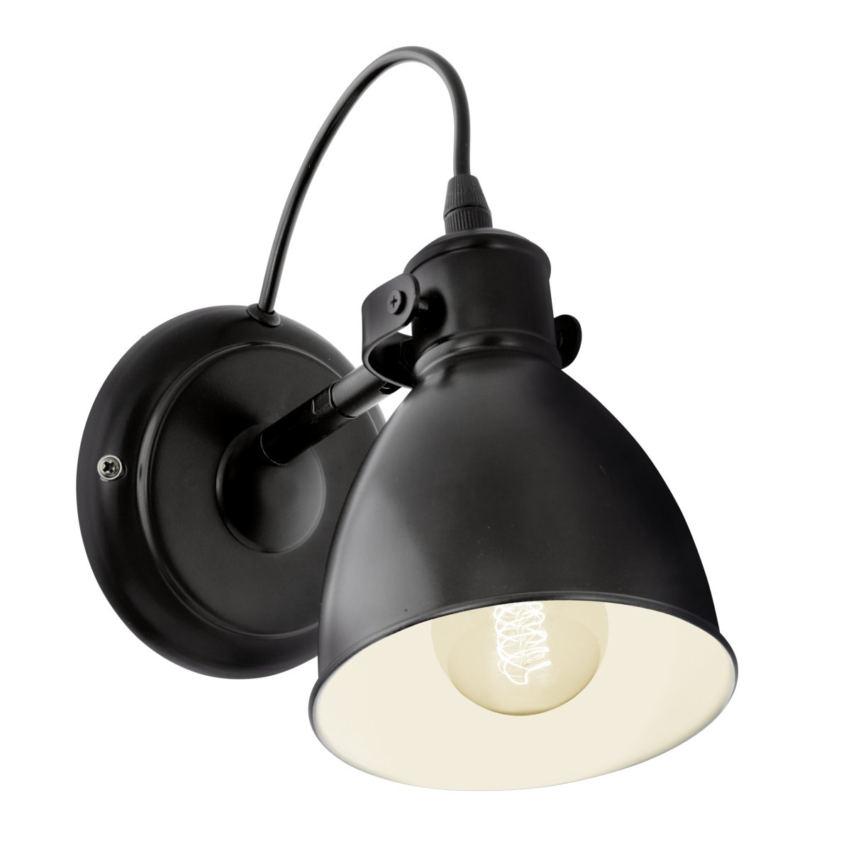 Priddy 22cm Schwarz wandlampe Von Eglo - Die Wandleuchte Priddy ist eine stilvolle Lampe aus schwarzem Metall im klassischen Industrie-Design.