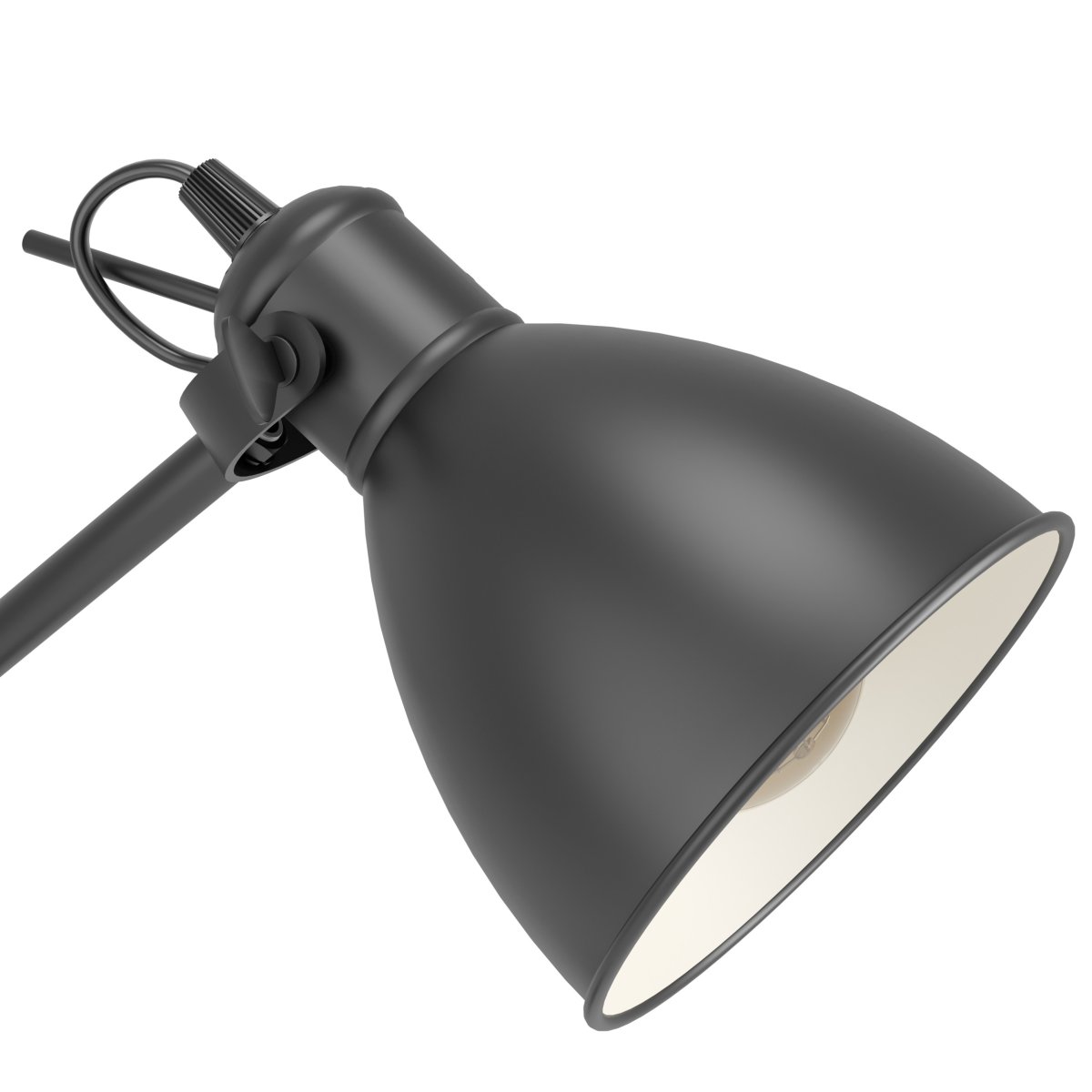Priddy Schwarz stehlampe Von Eglo - Die wei&szlig;e Innenseite des Schirms sorgt f&uuml;r ein weiches und angenehmes Licht und macht die Lampe zu einem stilvollen Blickfang im Raum.