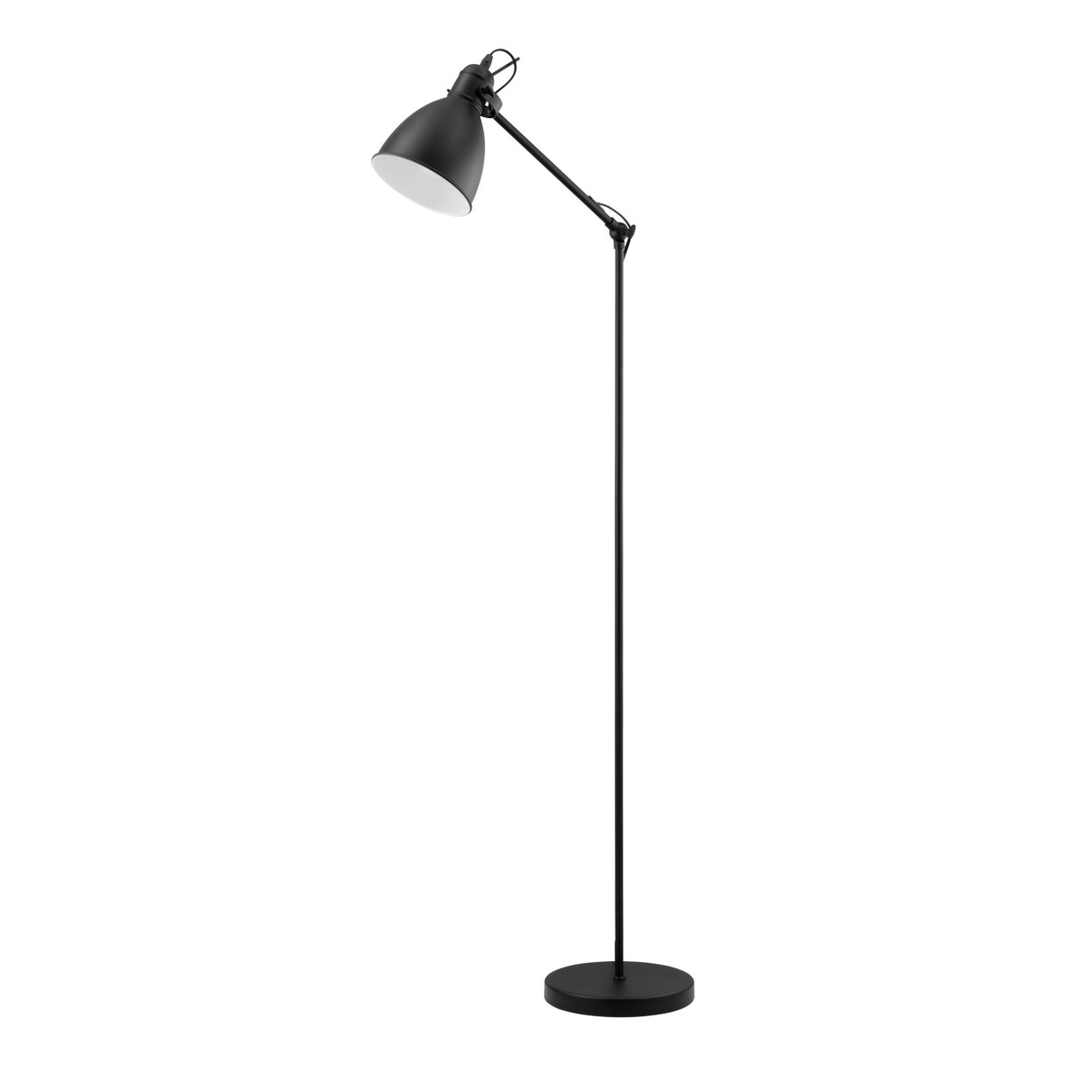 Priddy Schwarz stehlampe Von Eglo - Die wei&szlig;e Innenseite des Schirms sorgt f&uuml;r ein weiches und angenehmes Licht und macht die Lampe zu einem stilvollen Blickfang im Raum.