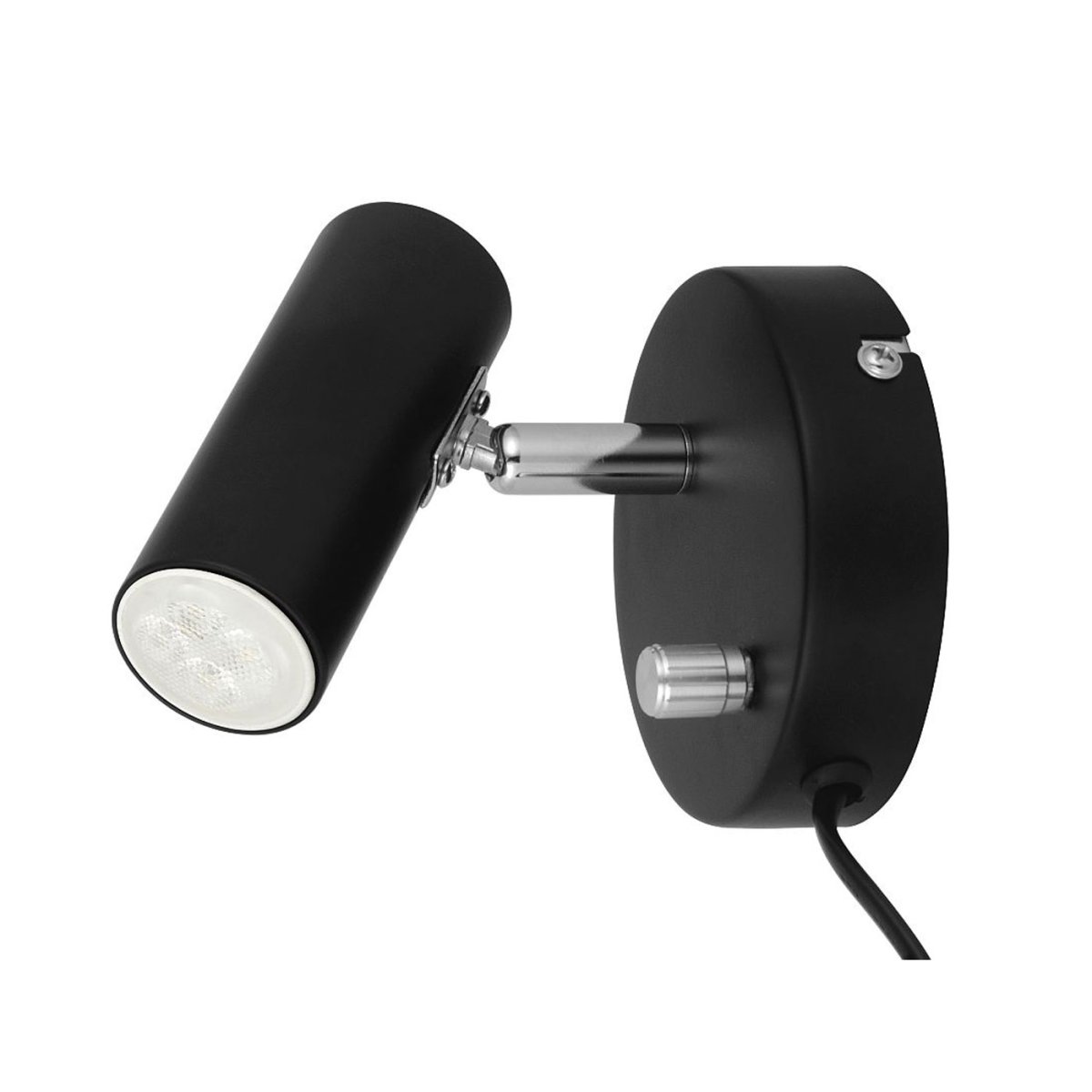 Mini Schwarz leselampe Von Oriva - Es verf&uuml;gt &uuml;ber einen beweglichen Strahler und einen Schalter mit integriertem Dimmer.