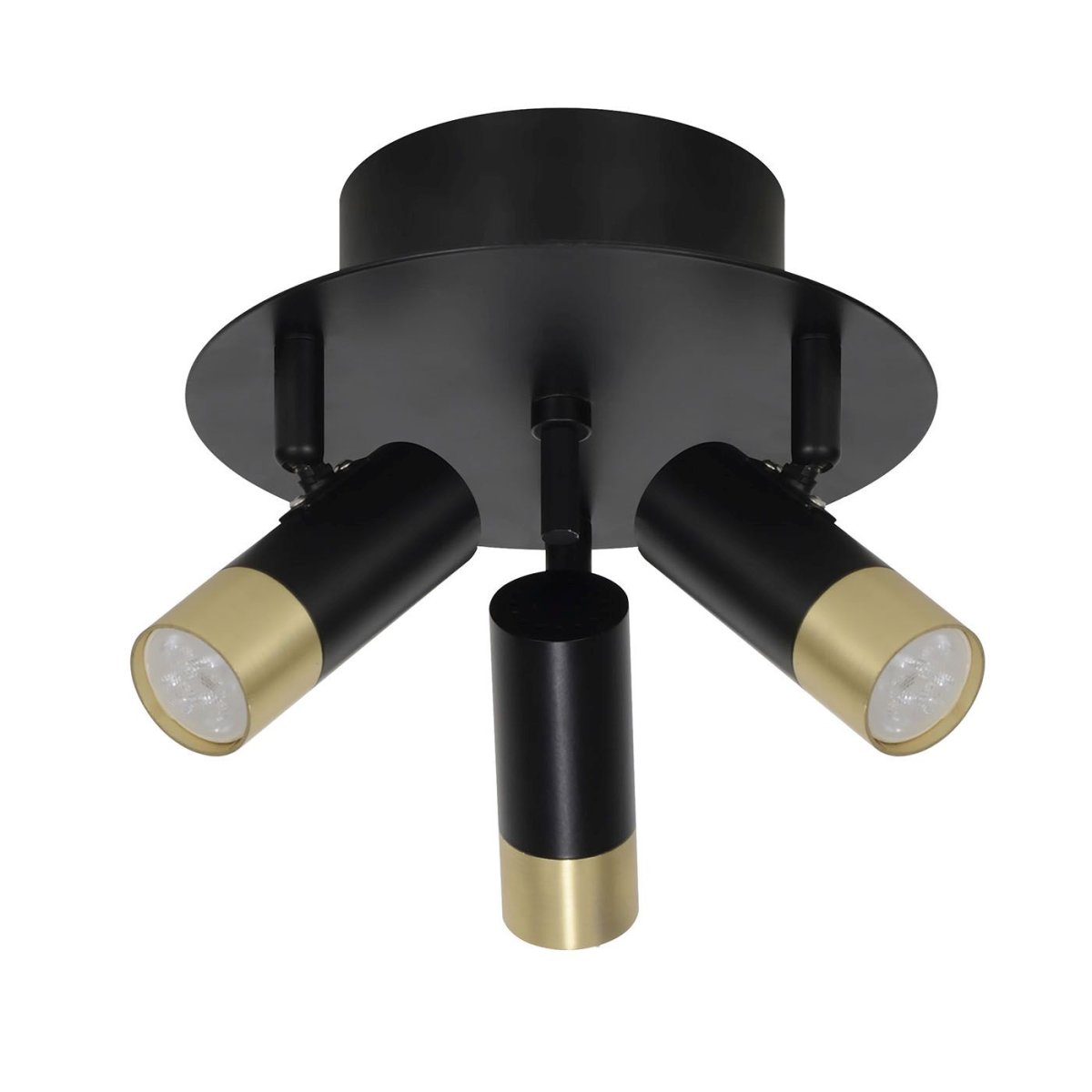 Mini 3 Schwarzes Gold spotlight Von Oriva - Mini-Deckenleuchte aus schwarzem Metall mit goldenen Details verfügt über drei bewegliche Strahler, die für eine flexible und effektive Beleuchtung sorgen.