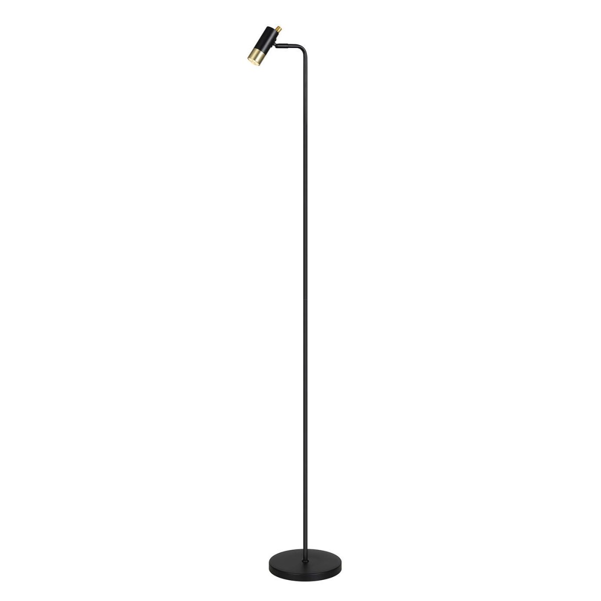 Mini Schwarzes Gold stehlampe Von Oriva - Die Mini-Stehlampe besteht aus Metall in Schwarz mit goldenen Details, was ein elegantes Design schafft.