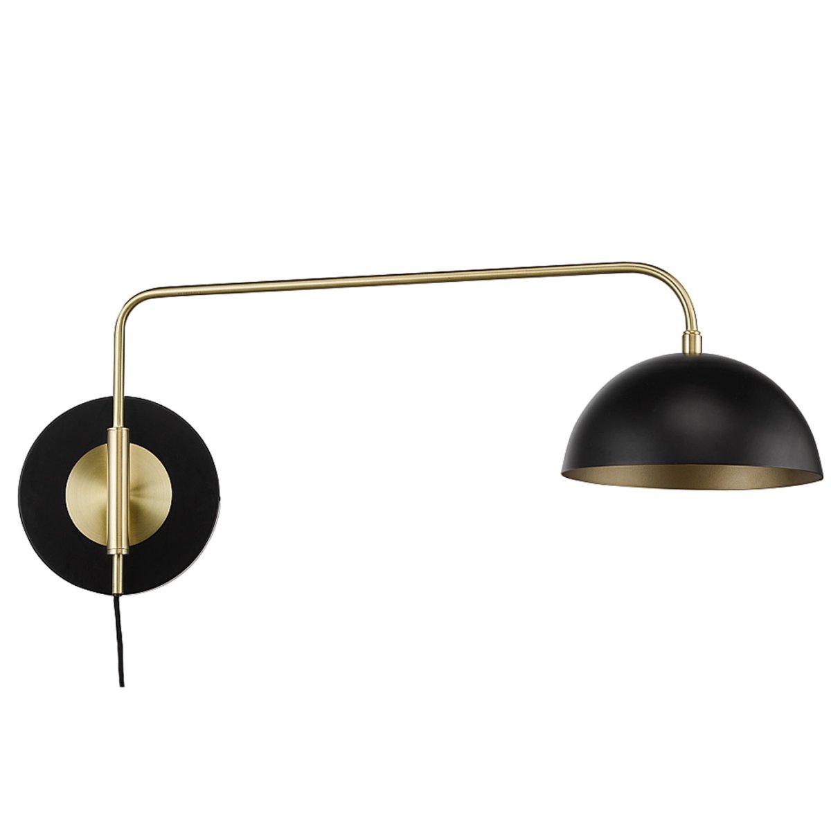 Milano 68cm Schwarz wandlampe Von Oriva - Die Lampe hat einen langen Arm und einen Schirm, der zwei Lampen hält.
