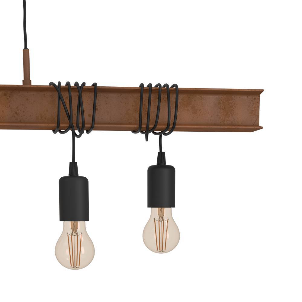 Townshend 100cm Braun hängelampe Von Eglo - Die Kombination aus Holz und Metall macht die Lampe zu einem Blickfang sowohl für moderne als auch für rustikale Inneneinrichtungen.