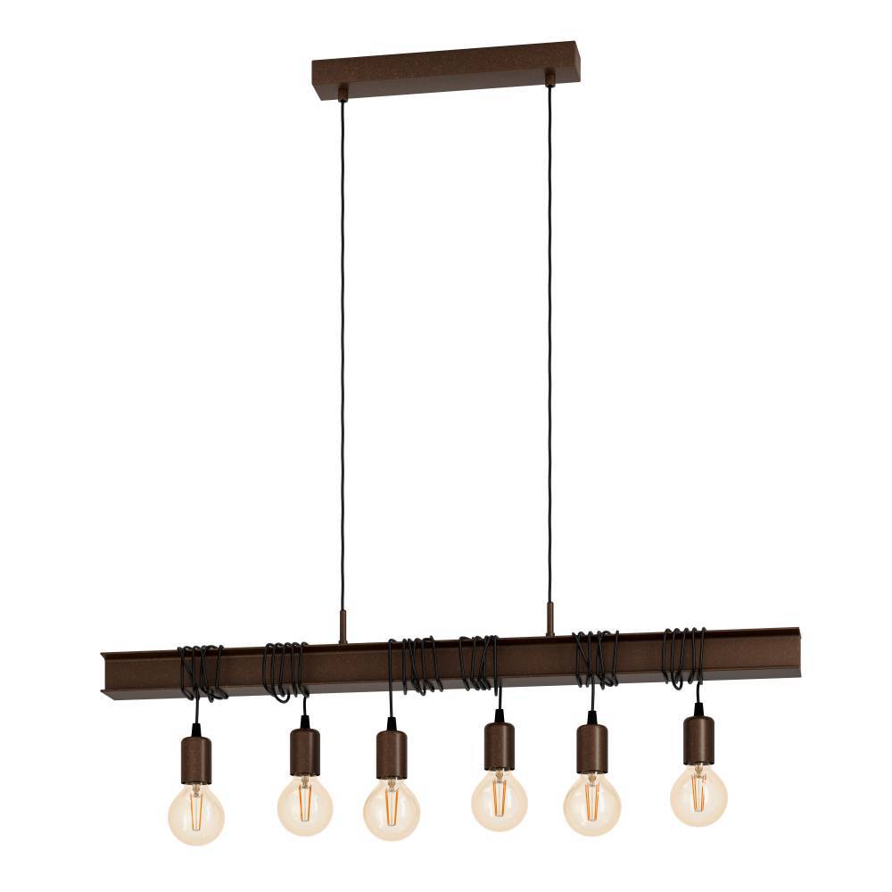 Townshend 100cm Braun hängelampe Von Eglo - Die Kombination aus Holz und Metall macht die Lampe zu einem Blickfang sowohl für moderne als auch für rustikale Inneneinrichtungen.