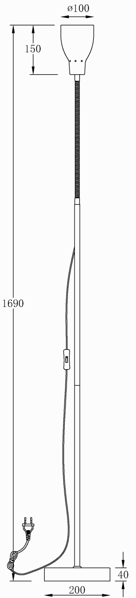 Sarek Stahl stehlampe Von Aneta Lighting - Sarek ist eine stilvolle Stehleuchte aus matt gebürstetem Metall mit einem Flexarm zur einfachen Ausrichtung des Lichts.