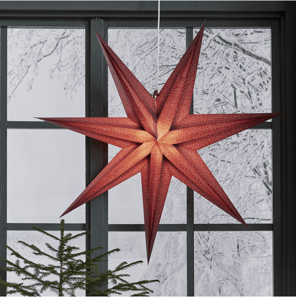 Holly Ø75 ROT Von Star Trading - Der Stern sorgt f&uuml;r weihnachtliche Stimmung und sein h&uuml;bsches Perlenmuster erzeugt ein sanftes Leuchten.