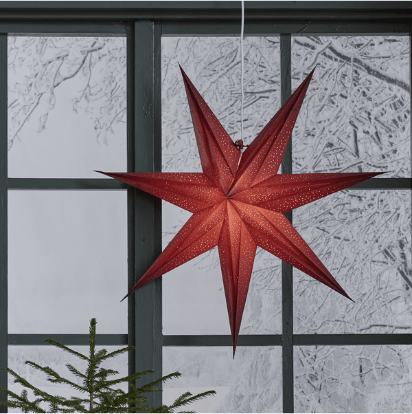 Holly Ø60 ROT Von Star Trading - Der Stern sorgt f&uuml;r weihnachtliche Stimmung und sein h&uuml;bsches Perlenmuster erzeugt ein sanftes Leuchten.