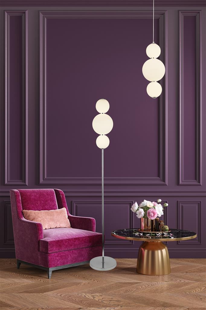 Snowball Ø18 Chrom hängelampe Von Searchlight - Die Höhe lässt sich dem Raum und der Stimmung anpassen und durch den Anschluss eines externen Dimmers ist die Leuchte dimmbar.