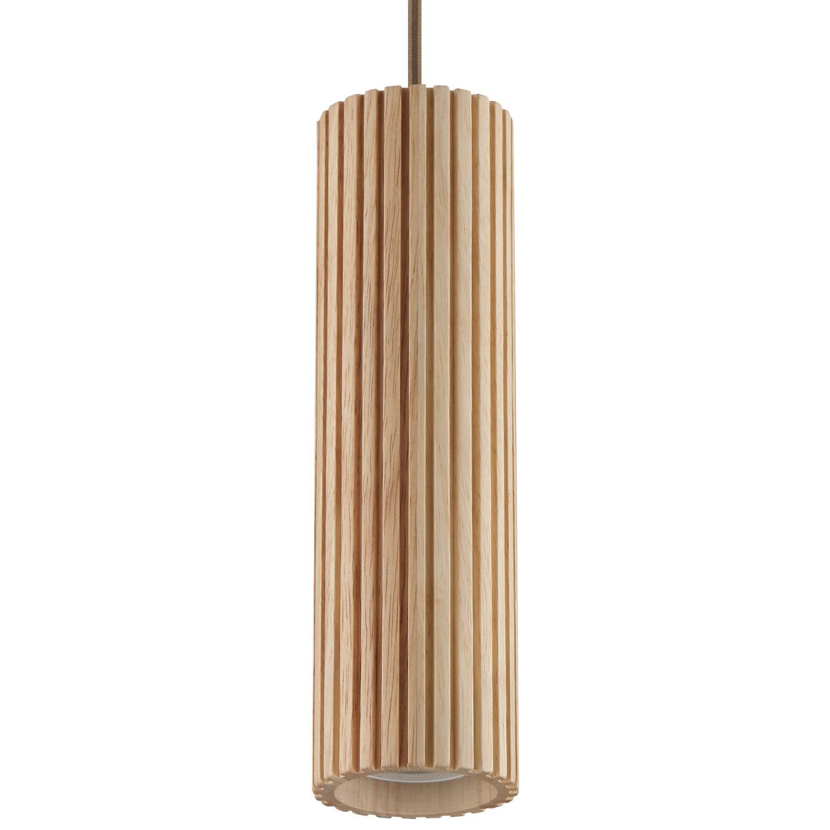 Lakewood Ø10 Holz hängelampe Von Brilliant - Die Pendelleuchte Lakewood kombiniert helles, geripptes Holz mit braunen Metalldetails und sorgt so für eine warme und natürliche Optik.