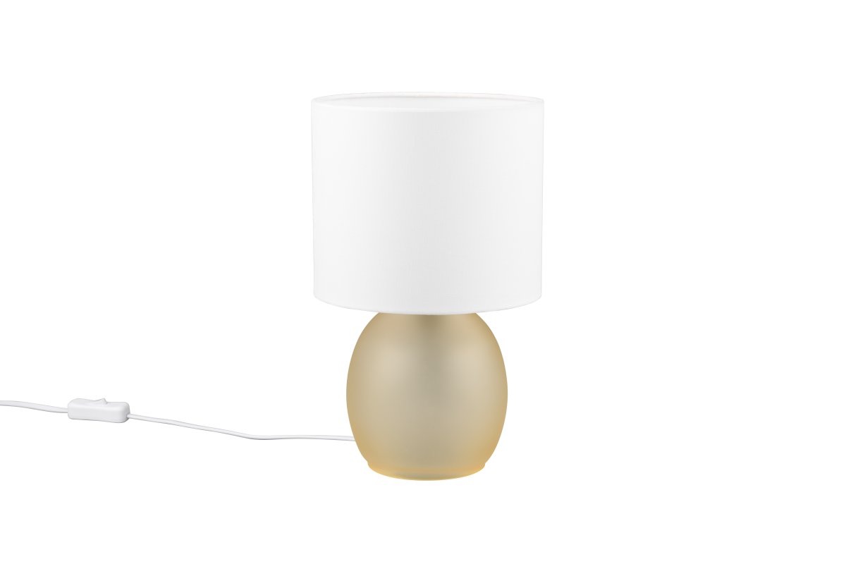 Vela 30cm Bernstein tischlampe Von Trio Lighting - Die raffinierte Farbkombination aus Wei&szlig; und Bernstein rundet das Design der Lampe ab und verleiht ihr ein zeitloses Flair, das sie zu einem idealen Einrichtungsdetail in Ihrem Zuhause macht.