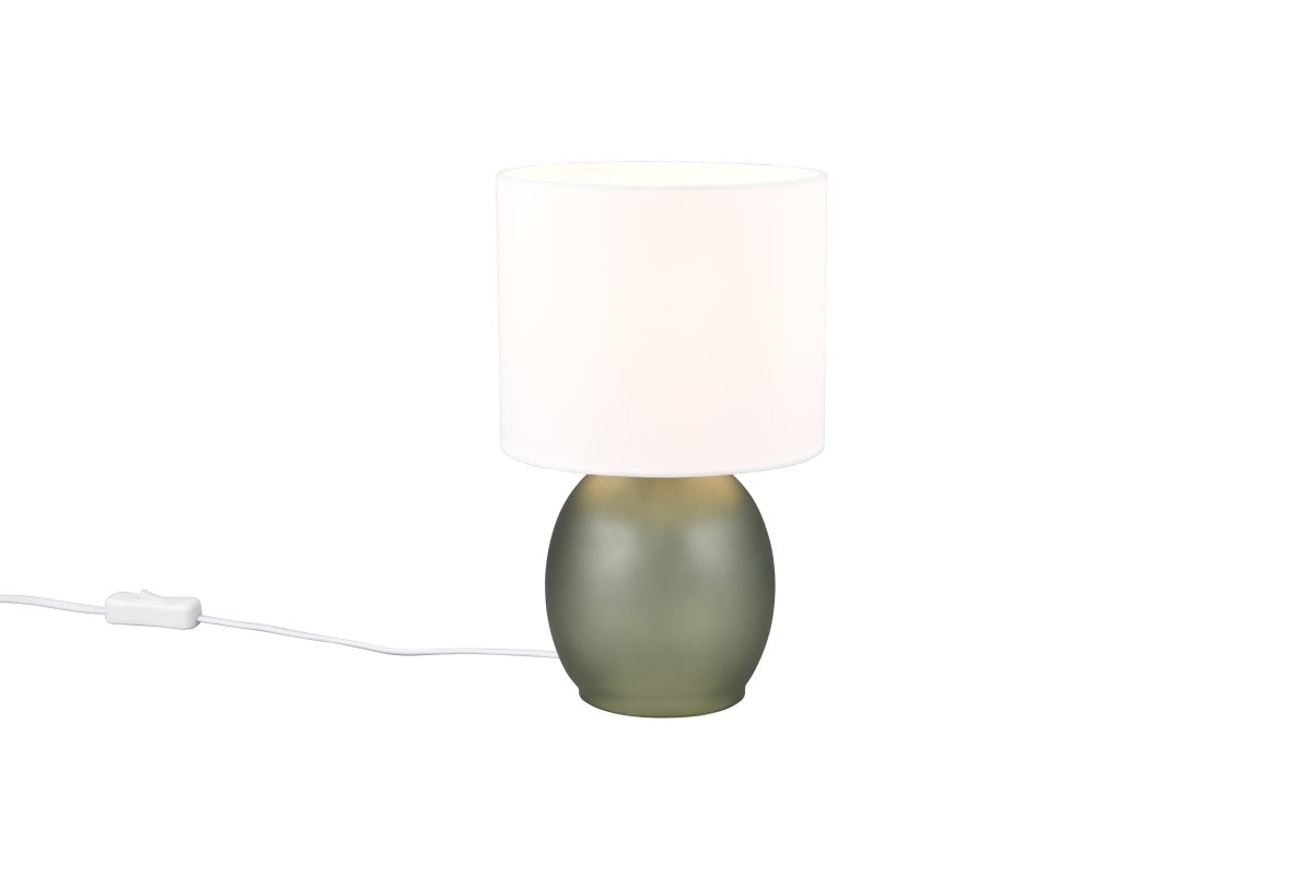 Vela 30cm Grün tischlampe Von Trio Lighting - Die raffinierte Farbkombination aus Weiß und Grün rundet das Design der Lampe ab und verleiht ihr ein zeitloses Flair, das sie zu einem idealen Einrichtungsdetail in Ihrem Zuhause macht.