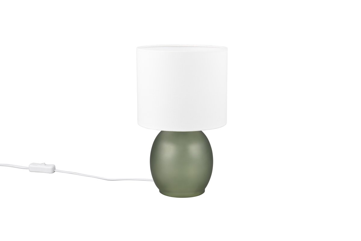Vela 30cm Grün tischlampe Von Trio Lighting - Die raffinierte Farbkombination aus Weiß und Grün rundet das Design der Lampe ab und verleiht ihr ein zeitloses Flair, das sie zu einem idealen Einrichtungsdetail in Ihrem Zuhause macht.