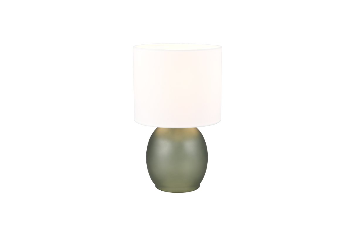 Vela 30cm Grün tischlampe Von Trio Lighting - Die raffinierte Farbkombination aus Weiß und Grün rundet das Design der Lampe ab und verleiht ihr ein zeitloses Flair, das sie zu einem idealen Einrichtungsdetail in Ihrem Zuhause macht.