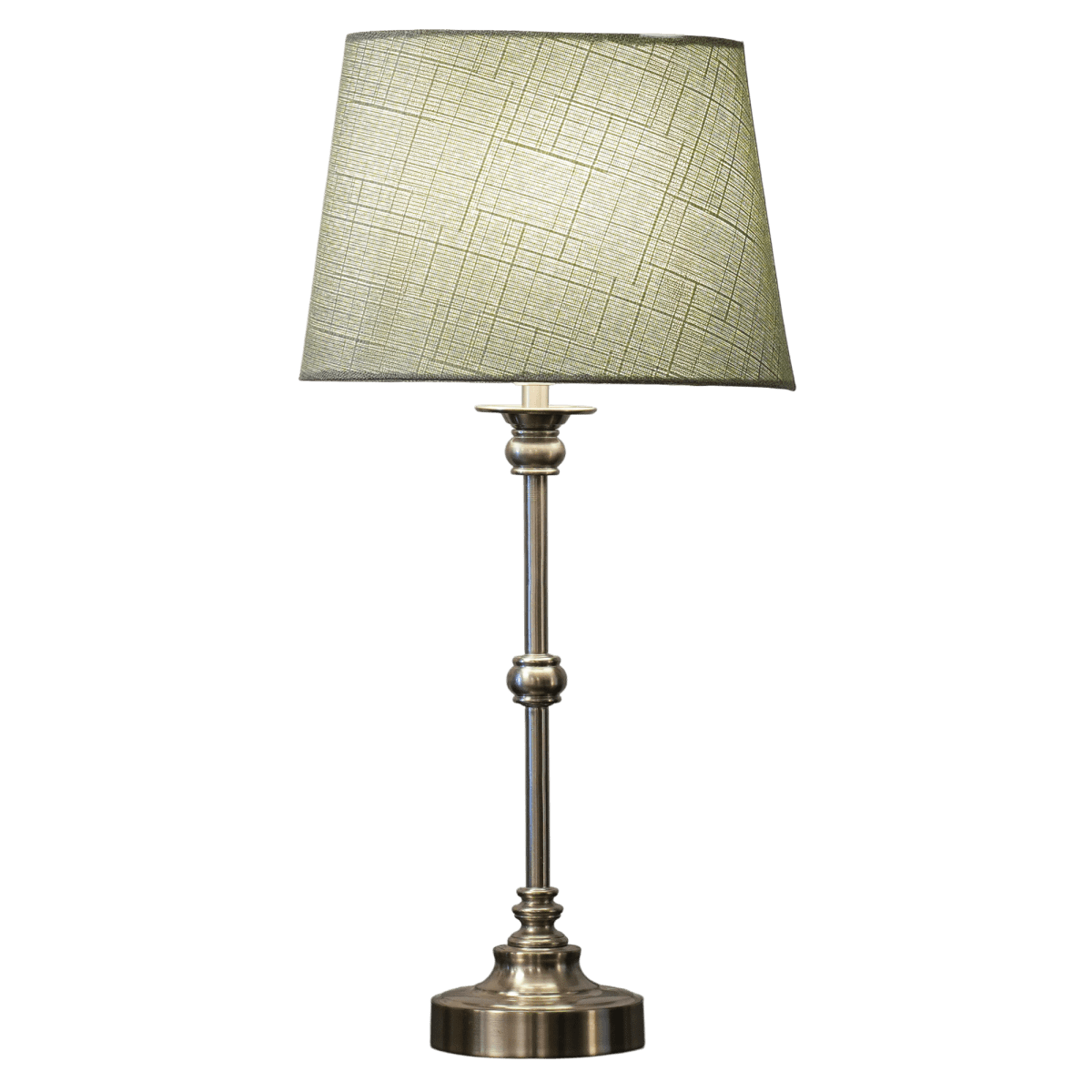 Axel Mini 50cm Silber/Grün tischlampe Von Lampan - Der Lampenfu&szlig; aus Metall mit seiner edlen, satinierten Silberoberfl&auml;che verleiht der Leuchte einen warmen und zeitlosen Charakter.