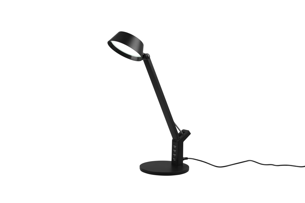 Ava 40cm Schwarz schreibtischlampe Von Trio Lighting - Die Lampe verfügt über integrierte LED und leistet 600lm.