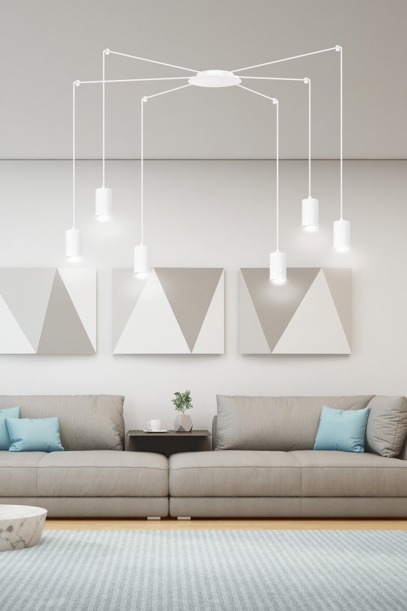 Traker 6 Weiß hängelampe Von Emibig Lighting - Traker ist eine spinnenartige Deckenleuchte, die dank ihrer langen Rohre viele Möglichkeiten bietet.