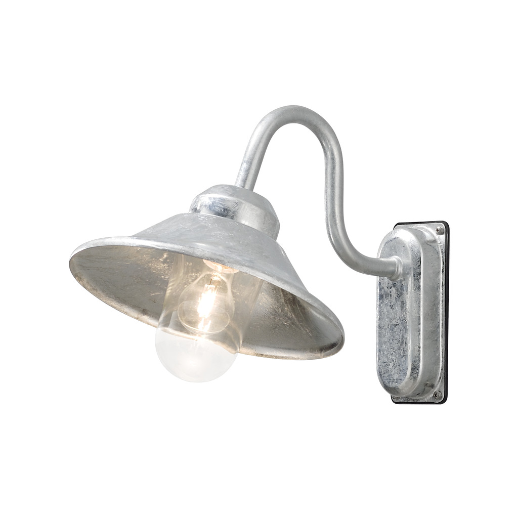 Vega Verzinkter Stahl außenlampe Von Konstsmide - Mit ihrer klassischen Form und dem großen Schirm erzeugt sie ein angenehmes und gerichtetes Licht, perfekt für Eingänge und Terrassen.
