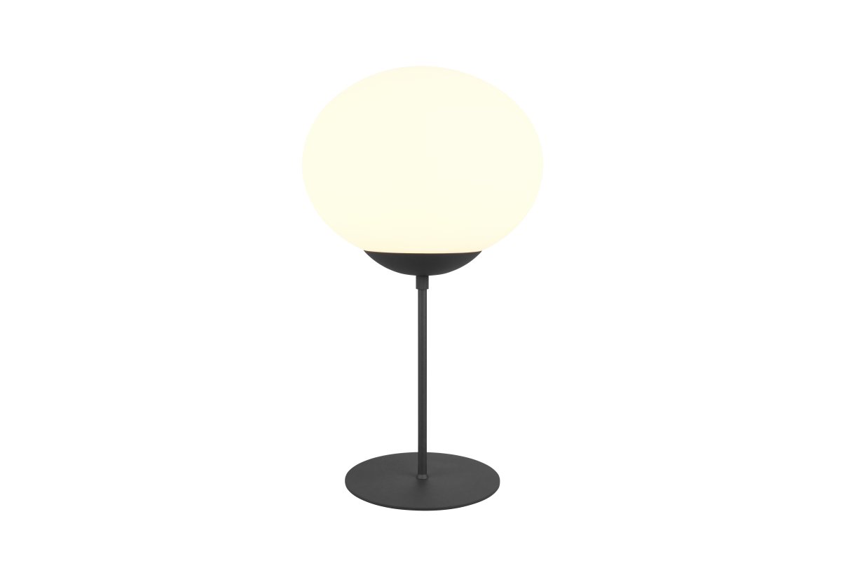 Fomento 52cm Schwarz tischlampe Von Trio Lighting - Die Kombination aus mattschwarzem und weißem Glas erzeugt ein Gefühl von Luxus und Eleganz.