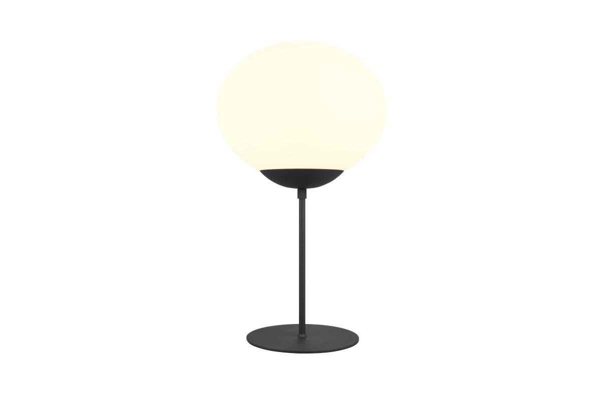 Fomento 52cm Schwarz tischlampe Von Trio Lighting - Die Kombination aus mattschwarzem und weißem Glas erzeugt ein Gefühl von Luxus und Eleganz.