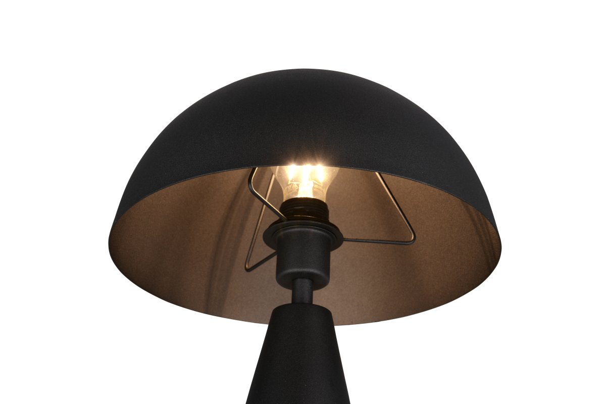 Alfie 43cm Schwarz tischlampe Von Trio Lighting - Mit ihrer eleganten Pilzform aus hochwertigem Metall und der mattschwarzen Oberfläche spendet sie ein dezentes, nach unten gerichtetes Licht, das eine angenehme, indirekte Beleuchtung erzeugt.
