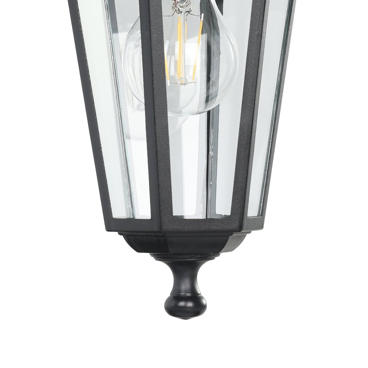Laterna Schwarz außenlampe Von Eglo - Das klare Glas gibt den Blick auf die Lichtquelle frei und sorgt f&uuml;r ein angenehmes, stimmungsvolles Licht.