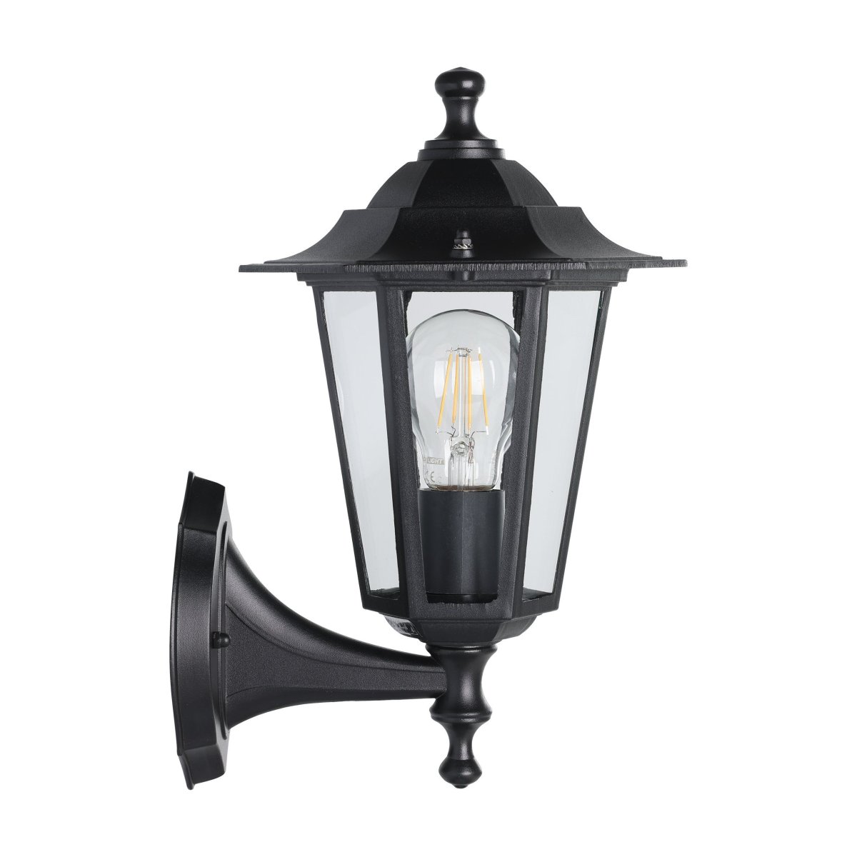 Laterna Schwarz außenlampe Von Eglo - Das klare Glas gibt den Blick auf die Lichtquelle frei und sorgt f&uuml;r ein angenehmes, stimmungsvolles Licht.