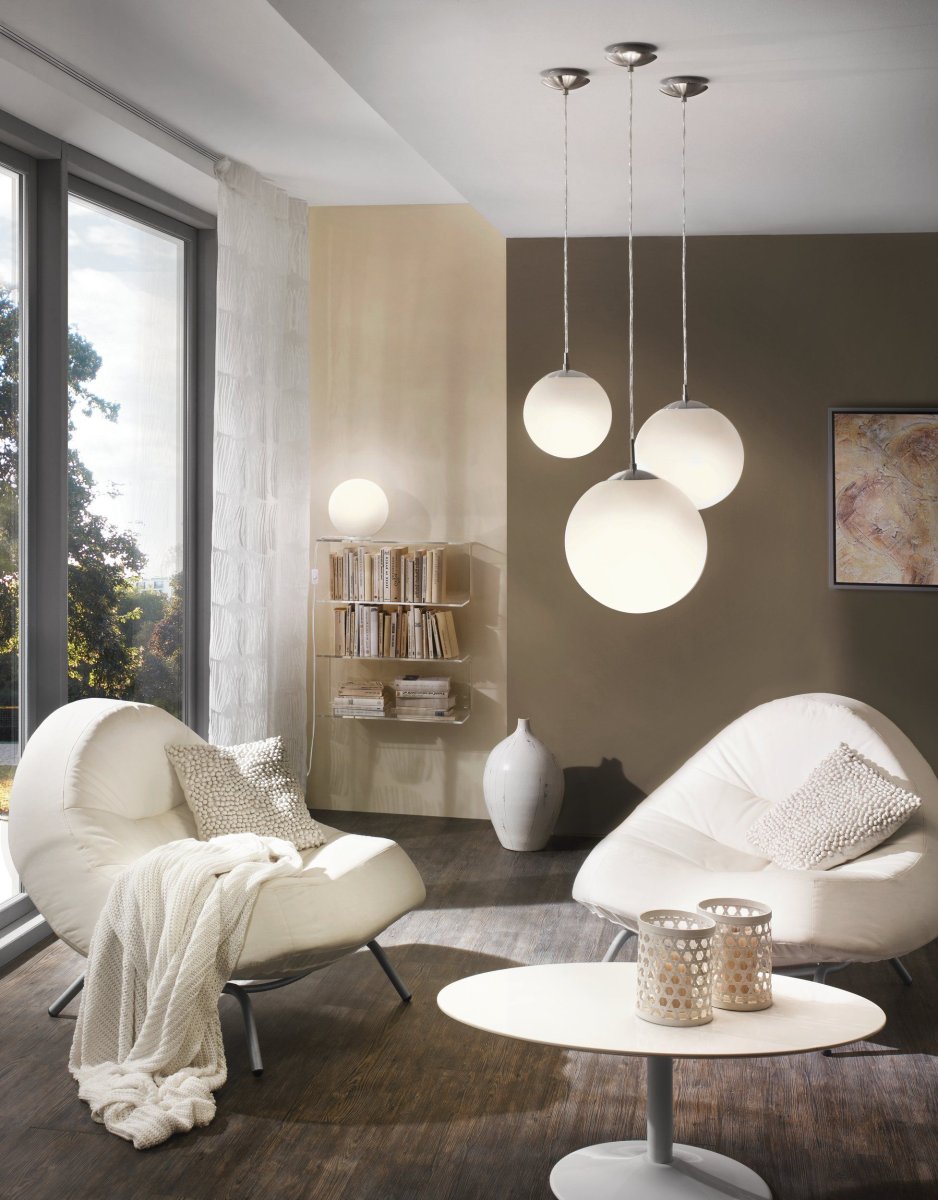 Rondo Ø25 Mattes Nickel hängelampe Von Eglo - Sie eignet sich perfekt &uuml;ber dem Esstisch, im Flur oder als stimmungsvolle Beleuchtung im Wohnzimmer und vereint Funktionalit&auml;t und &Auml;sthetik.