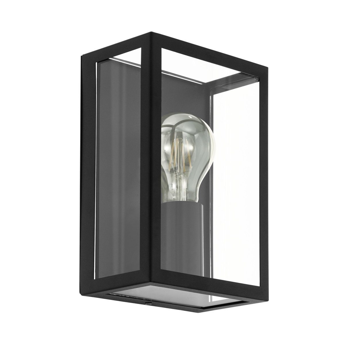 Alamonte Schwarz außenlampe Von Eglo - Sie besteht aus schwarzem Metall und verf&uuml;gt &uuml;ber klare Glaselemente, die die Lichtquelle hervorheben und ein wundersch&ouml;nes Lichtspiel erzeugen.