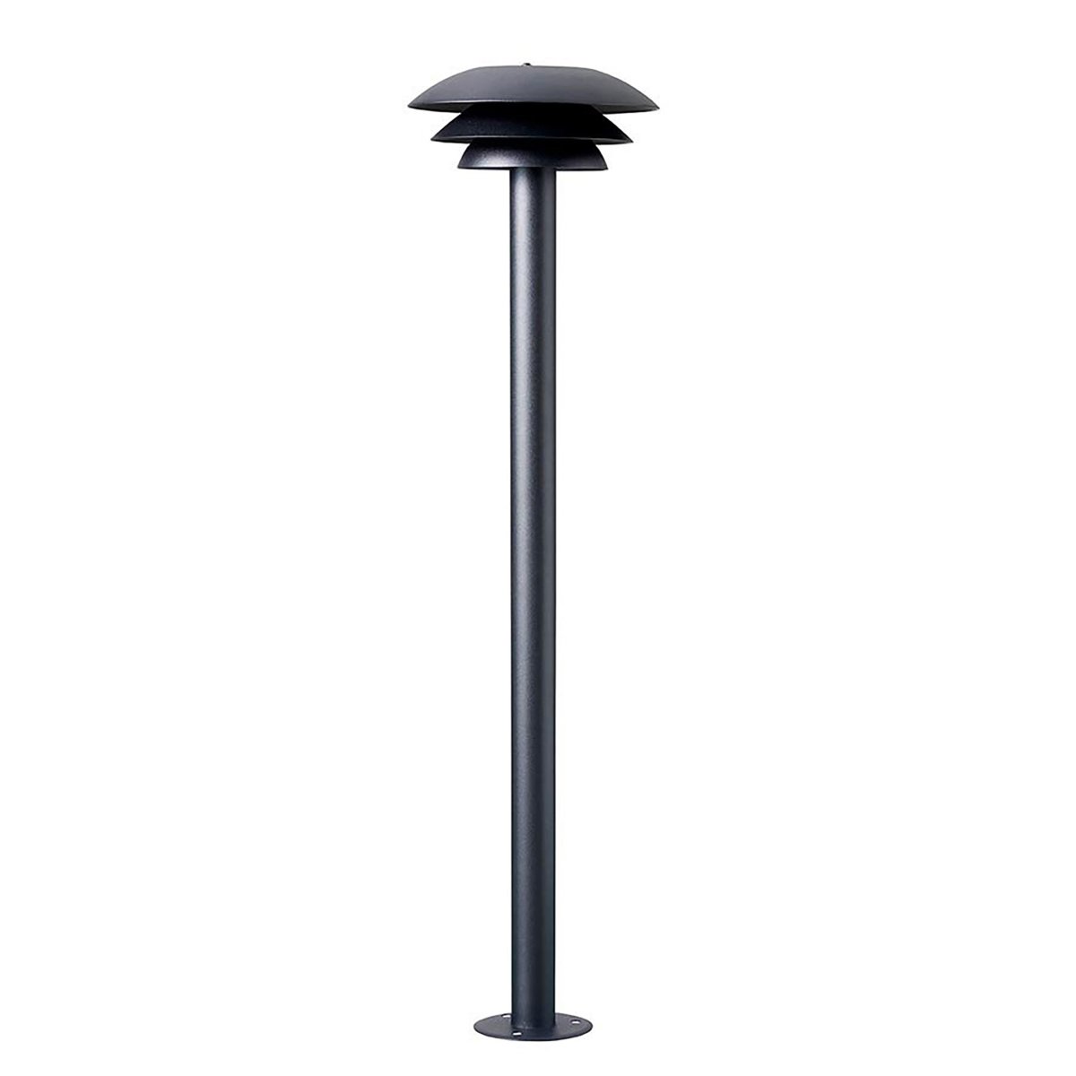 DL20 Schwarz pollarleuchten Von Dyberg Larsen - Die Lampe besteht aus schwarzem Edelstahl und ist 80 cm hoch, der Schirm hat einen Durchmesser von 20 cm.