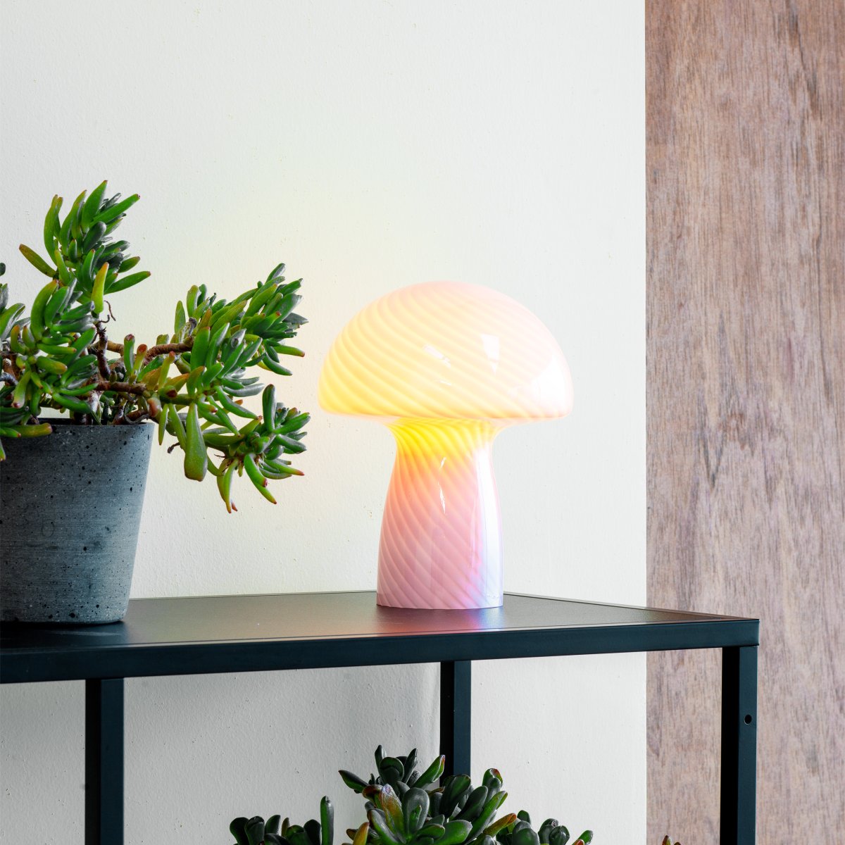 Jenny 23cm Rosa tischlampe Von Dyberg Larsen - Egal, ob sie auf einem Beistelltisch, einer Fensterbank, einem Nachttisch oder einem Schreibtisch platziert wird, die Tischlampe Jenny Mushroom ist ein perfektes Accessoire, das Ihr Zuhause mit seinem Charme und seiner Eleganz bereichert.