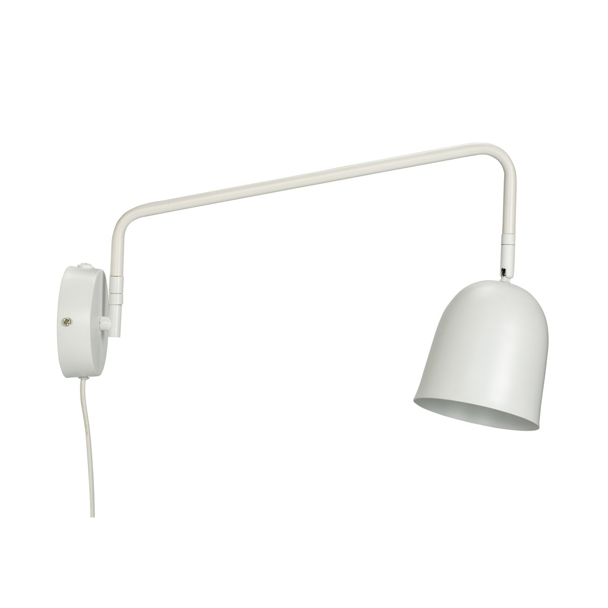 Manchester 45cm Weiß wandlampe Von Dyberg Larsen - Der Arm der Lampe schwingt von einer Seite zur anderen und erstreckt sich 45 cm von der Wand bis zum entferntesten Punkt des Schirms.