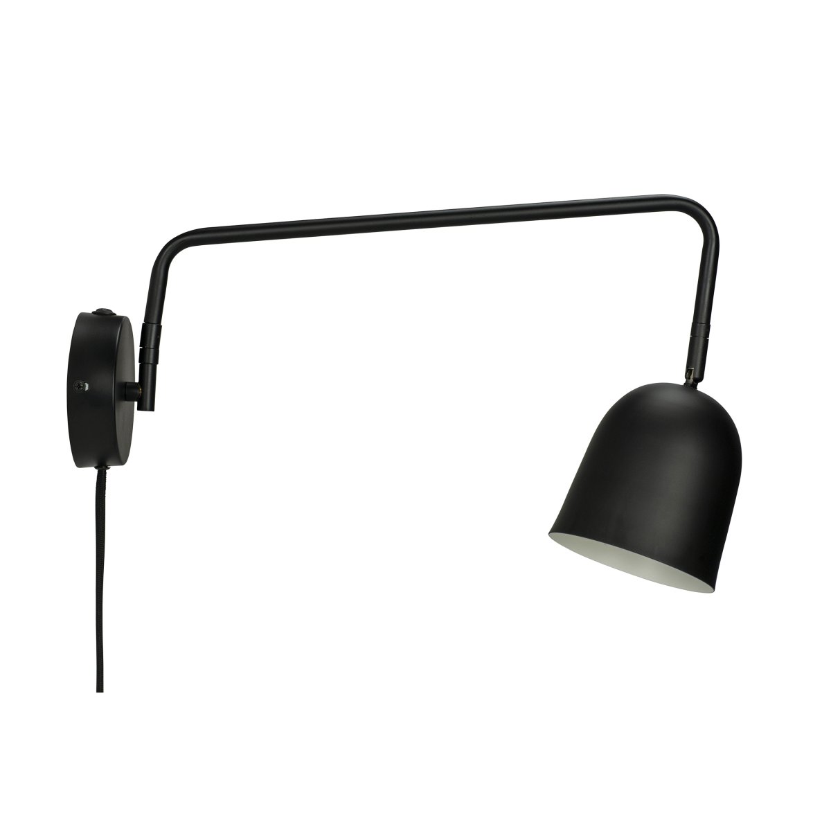 Manchester 45cm Schwarz wandlampe Von Dyberg Larsen - Der Arm der Lampe schwingt von einer Seite zur anderen und erstreckt sich 45 cm von der Wand bis zum entferntesten Punkt des Schirms.